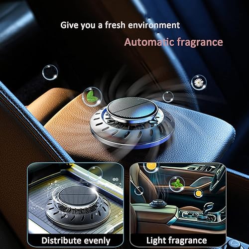 Miniatura 4 de Kwak's Ambientador de aire para automóvil, difusor de aceite esencial de aromaterapia solar giratorio con 4 botellas adicionales de repuesto para