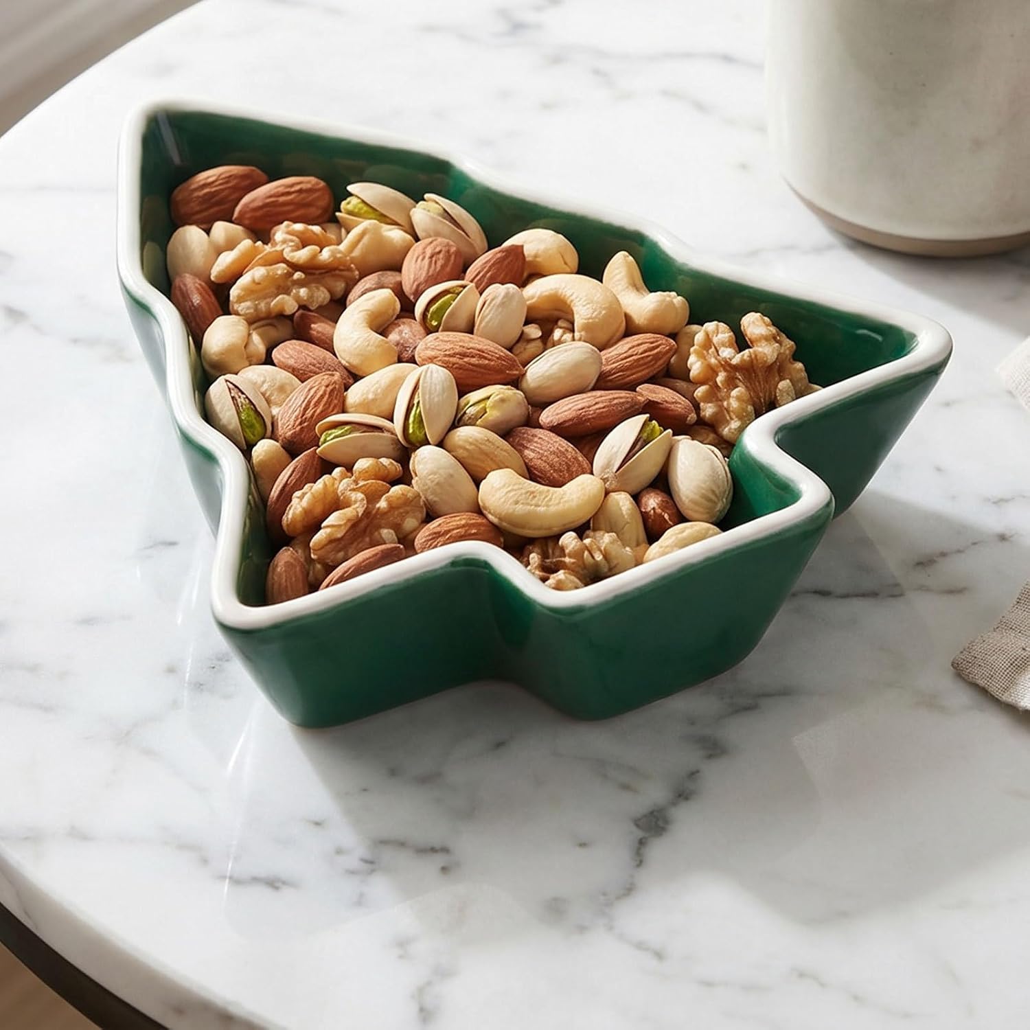 ARTIBETTER 3pcs Christmas Tree Shape Appetizer Plates - Ceramic Holiday Snack Tray for Entertaining - Small Serving Pieces for Nuts, Fruits, Or Desserts