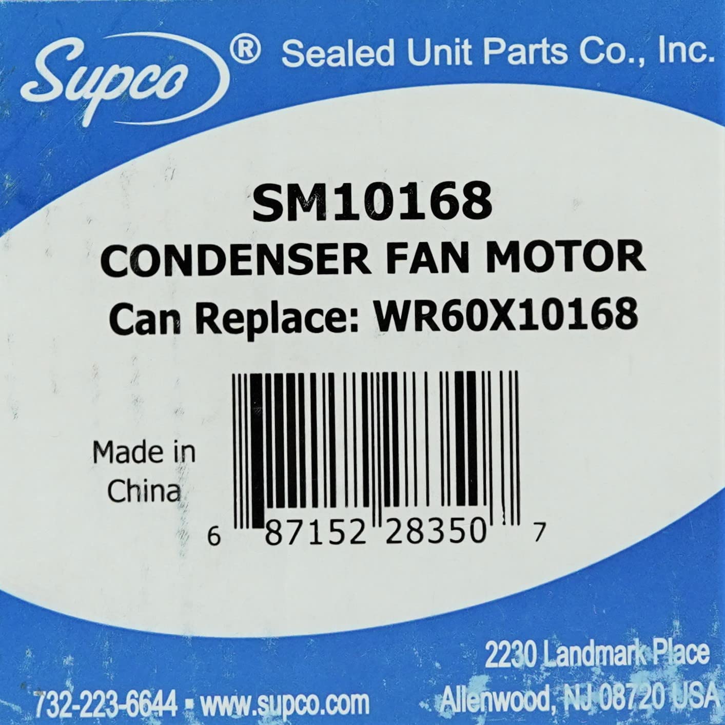 Supco SM10168 Refrigerator Condenser Fan Motor for GE WR60X10168