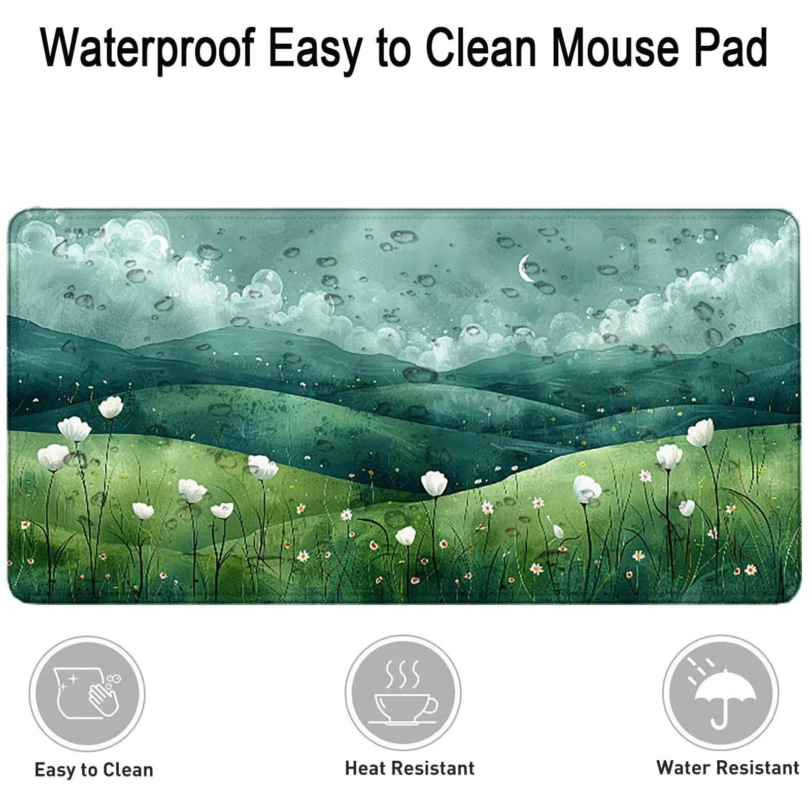 Verde Alfombrilla Ratón Paisaje Alfombrilla Gaming XXL (1500 x 800 x 3 mm), Impermeable Mouse Pad con Bordes Cosidos Tapete Escritorio con Base de Goma Antideslizante para Gaming, Oficina -zzg2505R3