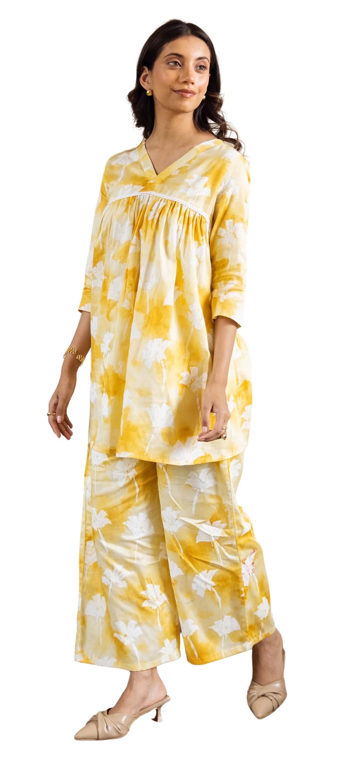 Kalaanj Women's Yellow Kurta Set For || 2 Pic Co-Ords Set For (Kurta Set 29-12-1)