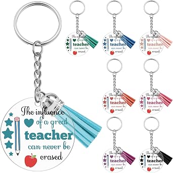 8PCS Teacher Appreciation Keychain Gifts in Bulk Teacher Keychain Bulk Teachers Thank You Christmas Key Chain Back to School Graduation Gift for Women Teachers from Student Retirement Birthday Gift