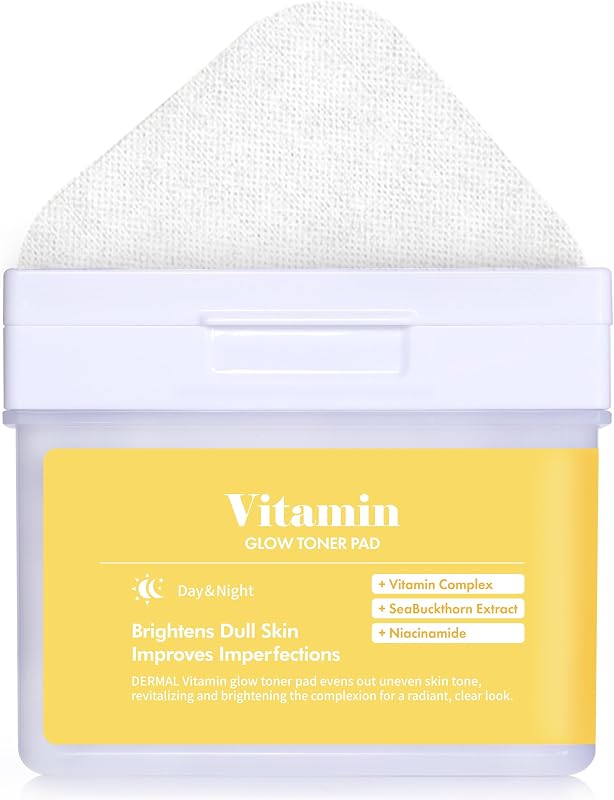 DERMAL Discos de Tônico com Vitamina C, 120 unidades, Niacinamida e Hippophae Rhamnoides