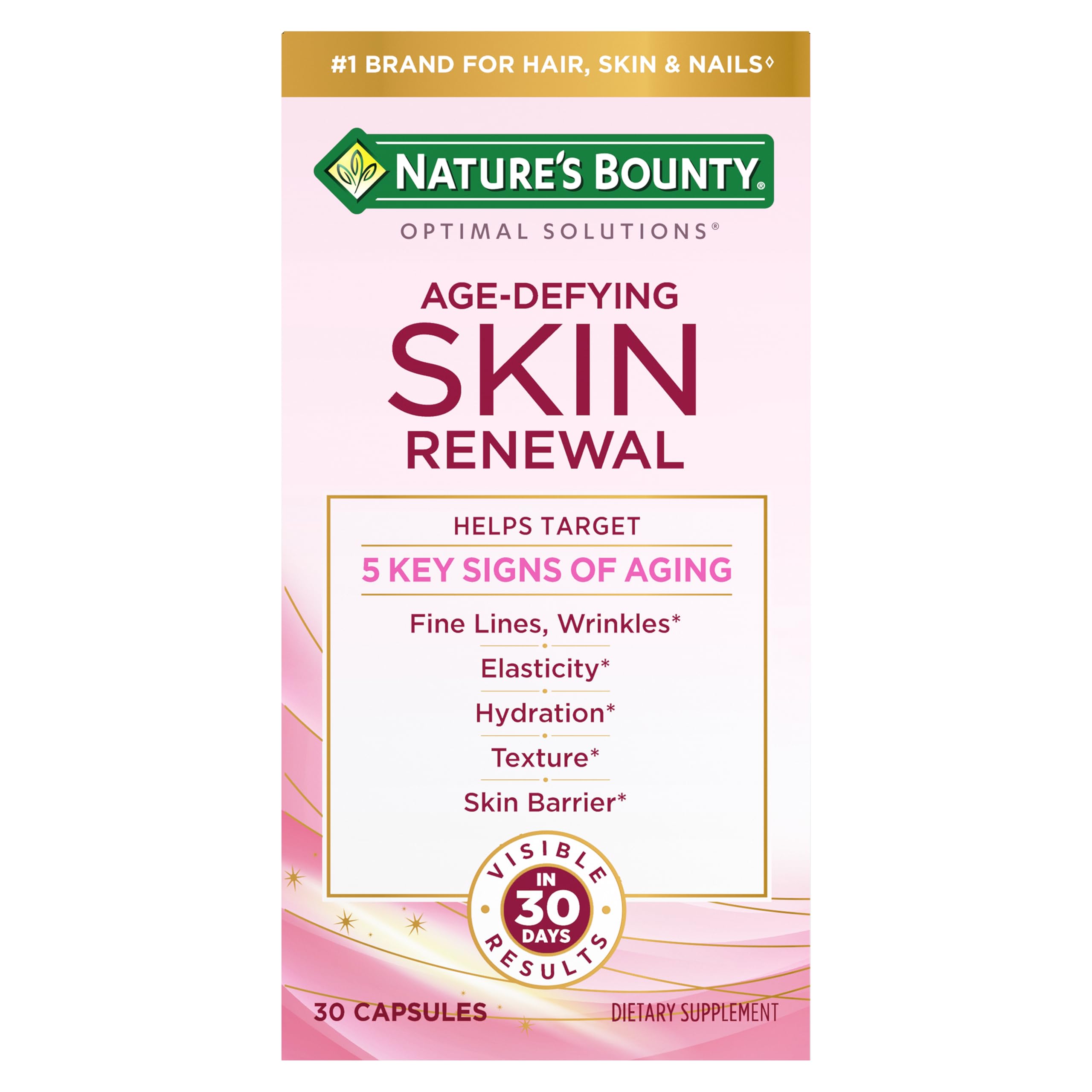 Nature’s Bounty Optimal Solutions Age-Defying Skin Renewal, 30 Capsules 30 Count (Pack of 1)