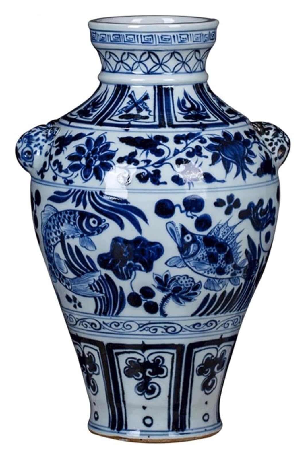 asdchZen Vase Décor Vase Ceramic Vase 13.5 Inch Large Blue And White Porcelain Flower Vase Chinese Retro Hand-Painted Stoneware Decor Vases Bedroom Living Room Decorative Flower Vase