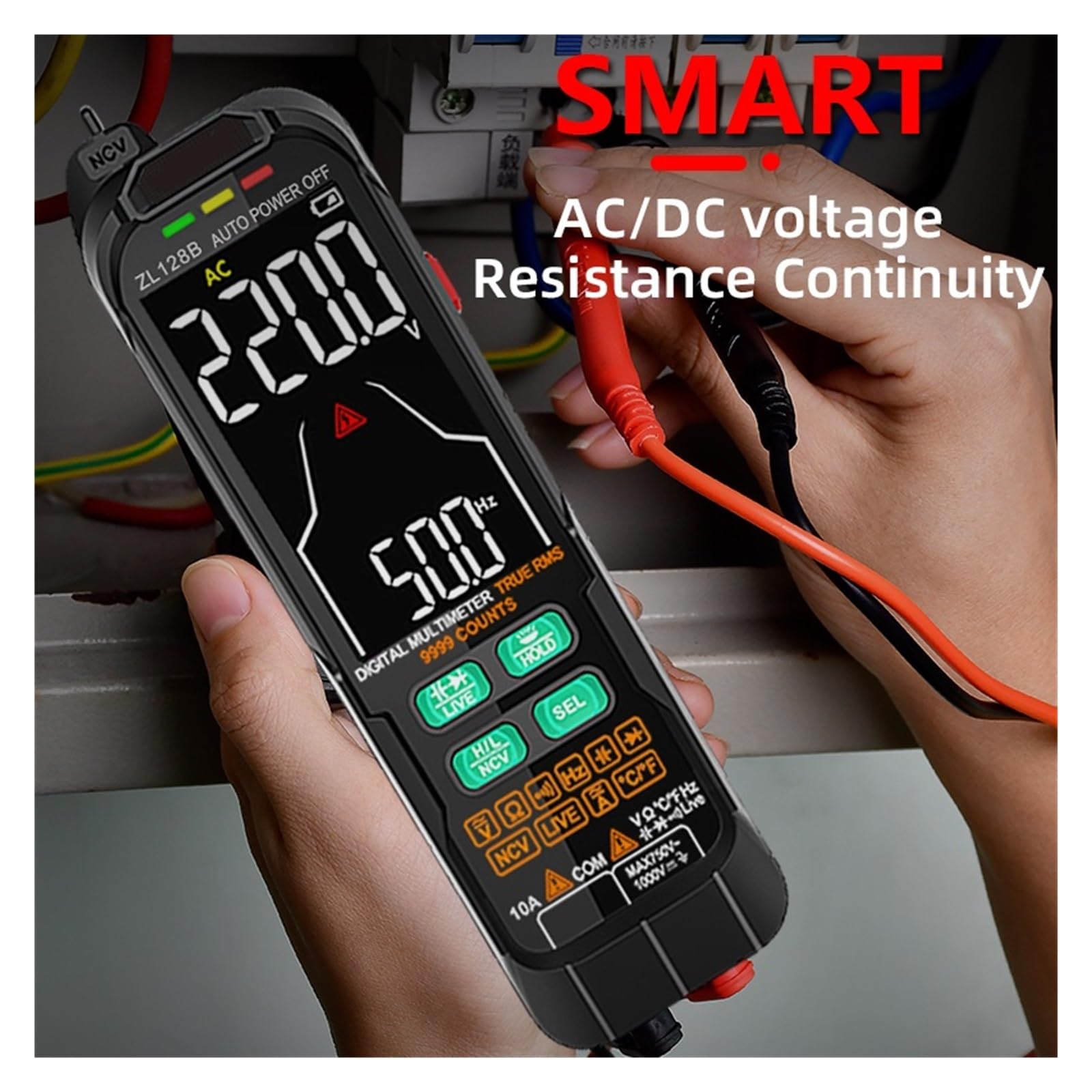 Multimetr Cyfrowy 600 V 4000 Zlicza Ture AC DC NCV Inteligentny Tester Miernik Napięcia Rezystancji Szybko Dokładnie Łatwy Odczyt(ZL128B charging PRO)