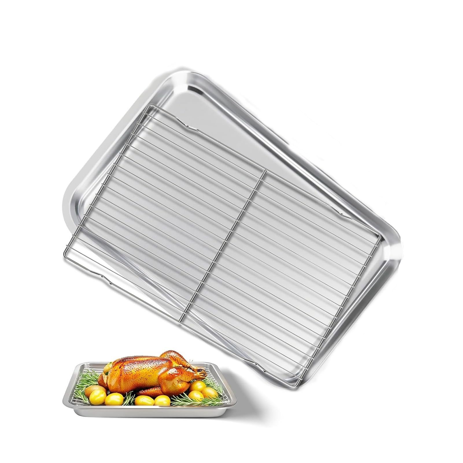 Plaques de cuisson avec grille en acier inoxydable pour pain et viande