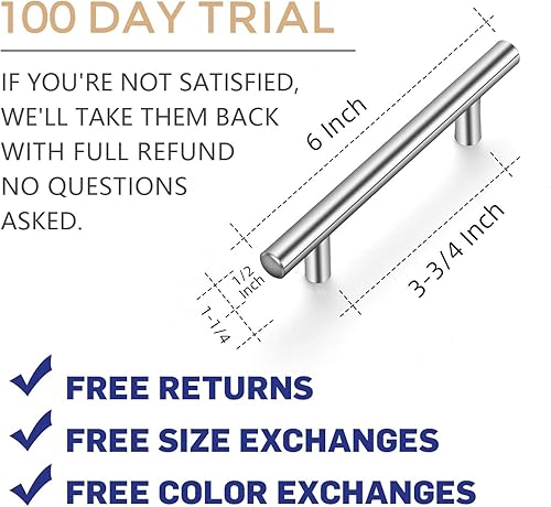 Miniatura 3 de Tiradores de acero niquelado inoxidable y cepillado para armarios, cajones de cocina, 5 pulgadas (12.7 cm) de largo, abertura central de 3 pulgadas