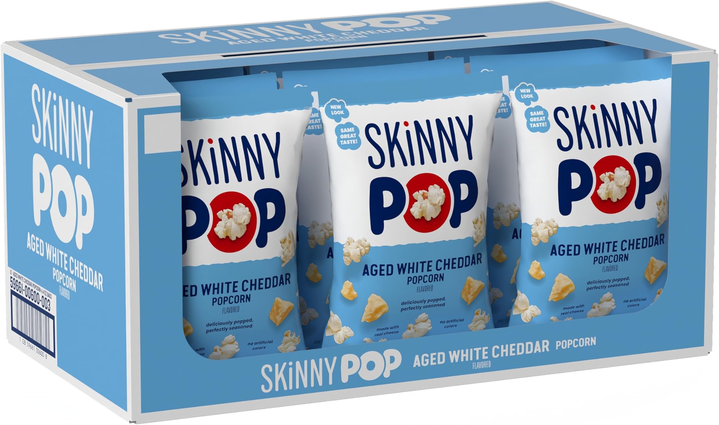 Popcorn, Aged White Cheddar, Made with Real Cheese, Whole Grain Snack, 4.4oz Bags (12ct)