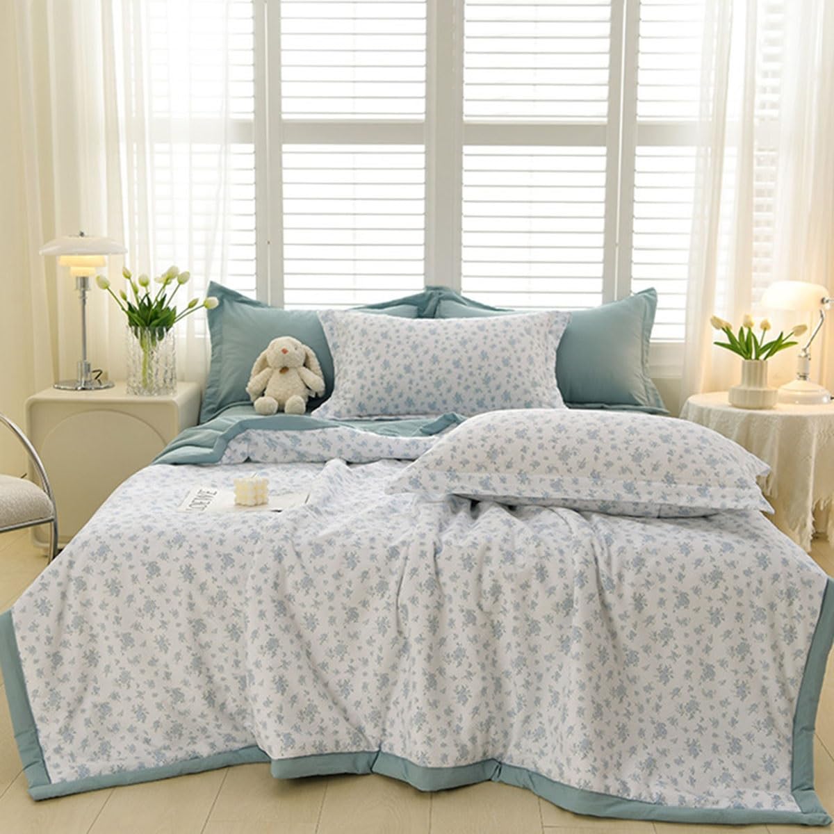 SYXMPFRHO Bedspread Florals Printing Quilted Bedspreads, Soft Comforter Bed Throw Microfiber Bed Spread, Reversible Quilted Throw, for All Season Bedroom Decorative(G,180x200cm)