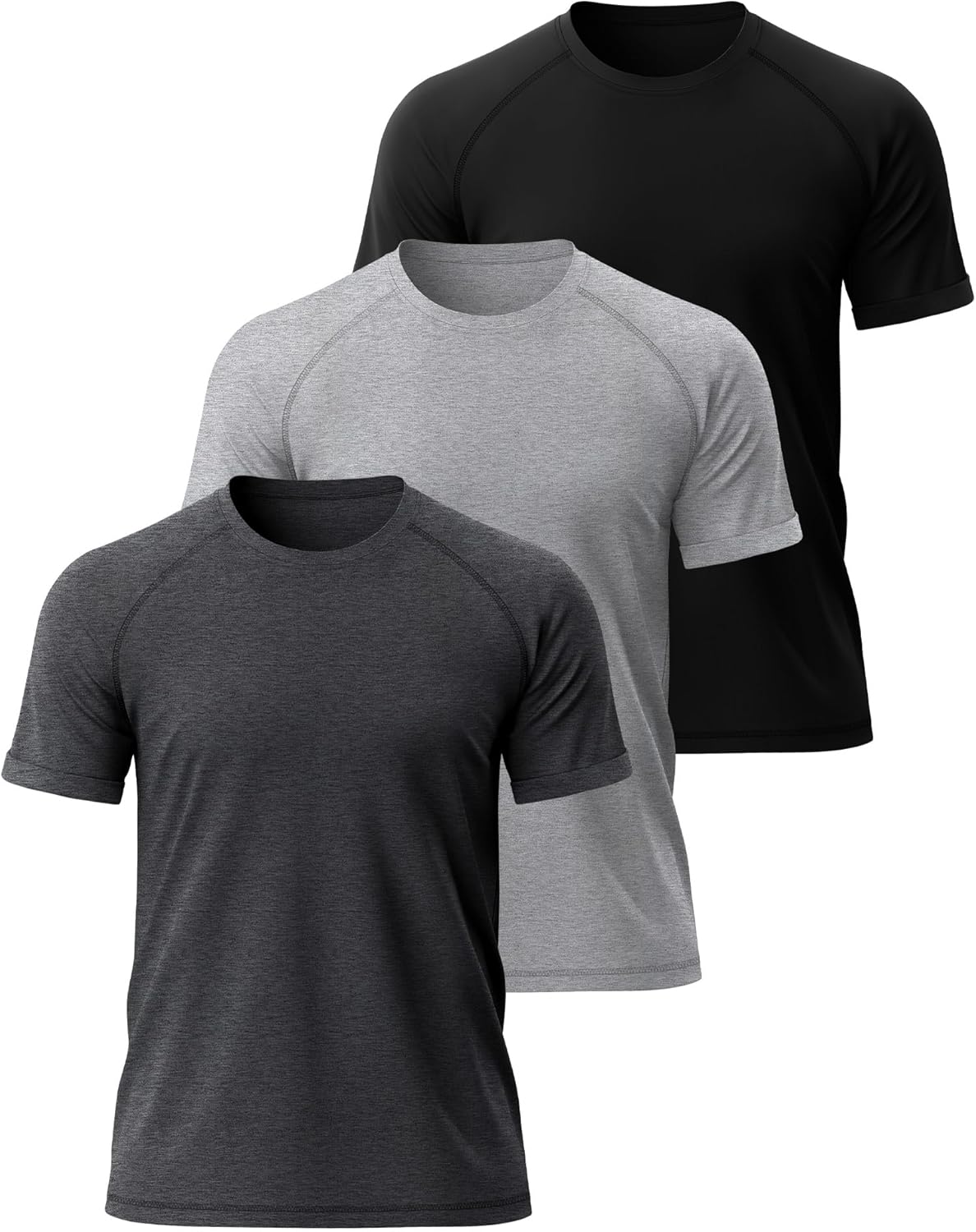 3 Pack Men's Big and Tall Cotton T-Shirts L-5XL Workout Raglan Short Sleeve Shirts Athletic Tops Casual Summer Tees - Image 4