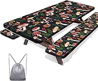 Vista 1 de MHJY Mantel de picnic con fundas de banco, 3 piezas, resistente al viento, impermeable, con bolsa con cordón, mantel de mesa de camping Essentials