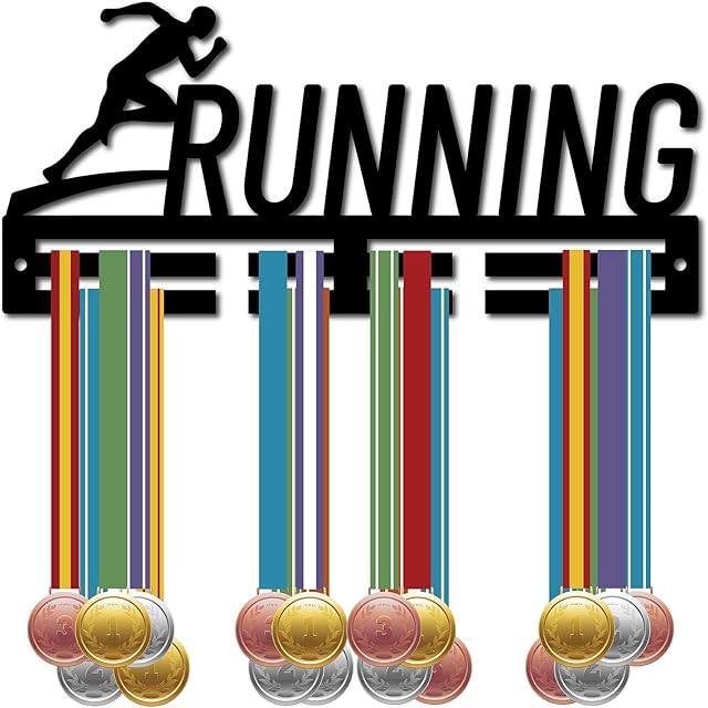 CREATCABIN Acrylic Medal Holder Running Athlete Medals Hanger Display Runner Sports Medal Hooks Stand Wall Mount Hanger Hanging for Home Badge 2 Lines Medalist Soccer Gymnastics Over 20 Medals