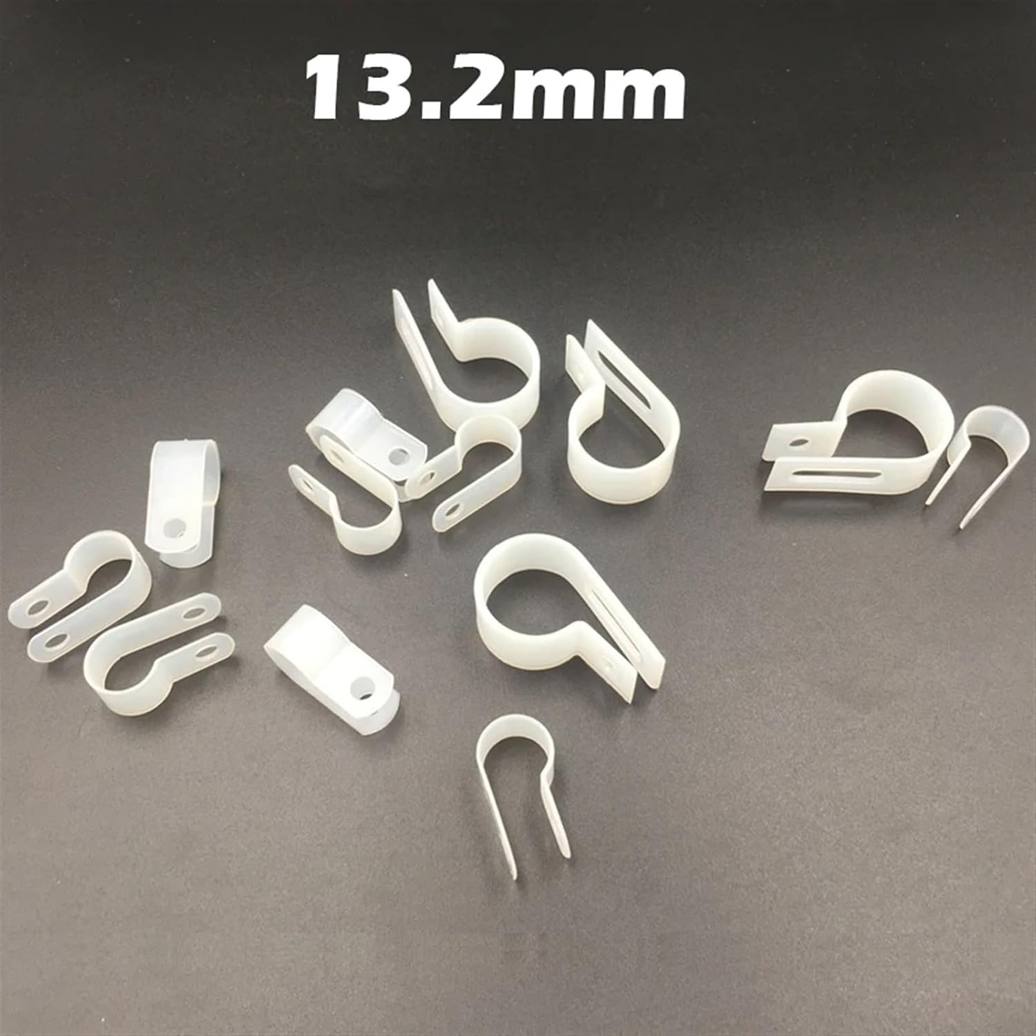 250pcs 13.2mm White Plastic Wire Hose Tubing R-Type Line Card Fixed Cable Tie Mount Organizer Holder R Clip Clamp
