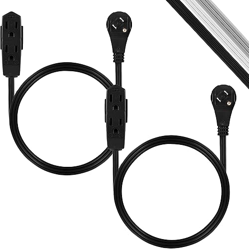 GE Cable de extensión plano de 3 salidas de 3 pies, cable de extensión a tierra con múltiples tomas, extensor de salida de 3 clavijas, tira de
