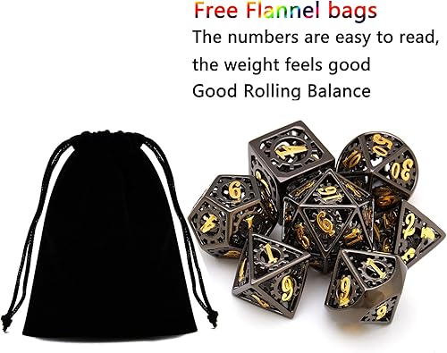 Miniatura 7 de Juego de dados de metal D&D, dados de metal DND7 piezas de Dungeons and Dragons, adecuados para juegos de rol como Pathfinder RPG Shadow Run DND