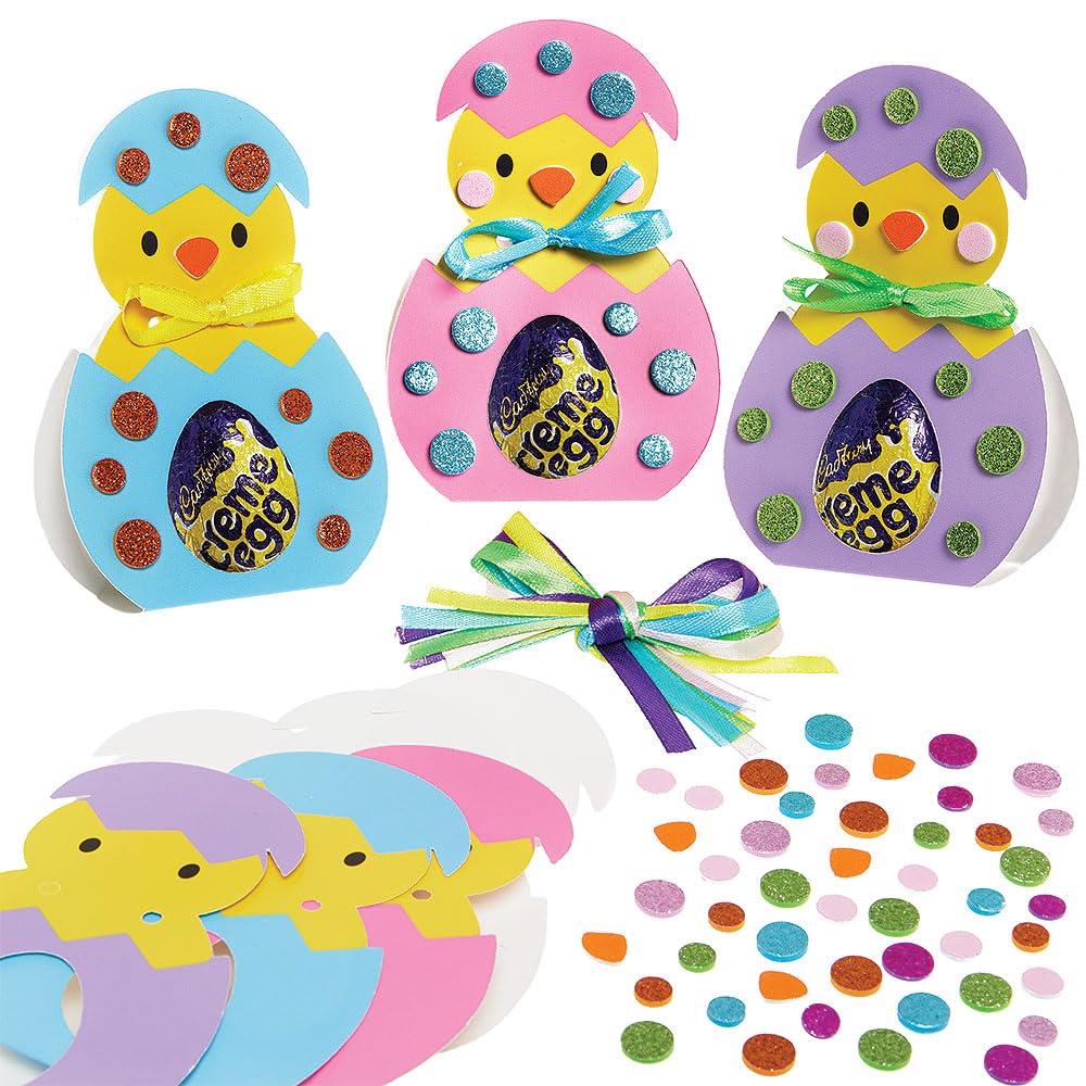 Baker Ross WA123 Easter Chick Chocolate Egg Holders - Pack of 10, Fun Foam Kits for Easter Decorations