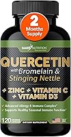 Vista 1 de Quercetina con vitamina C y zinc - Quercetina de ortiga - Quercetina 500 mg - Quercetina con bromelina - Quercetina de zinc + vitamina D3 - 120