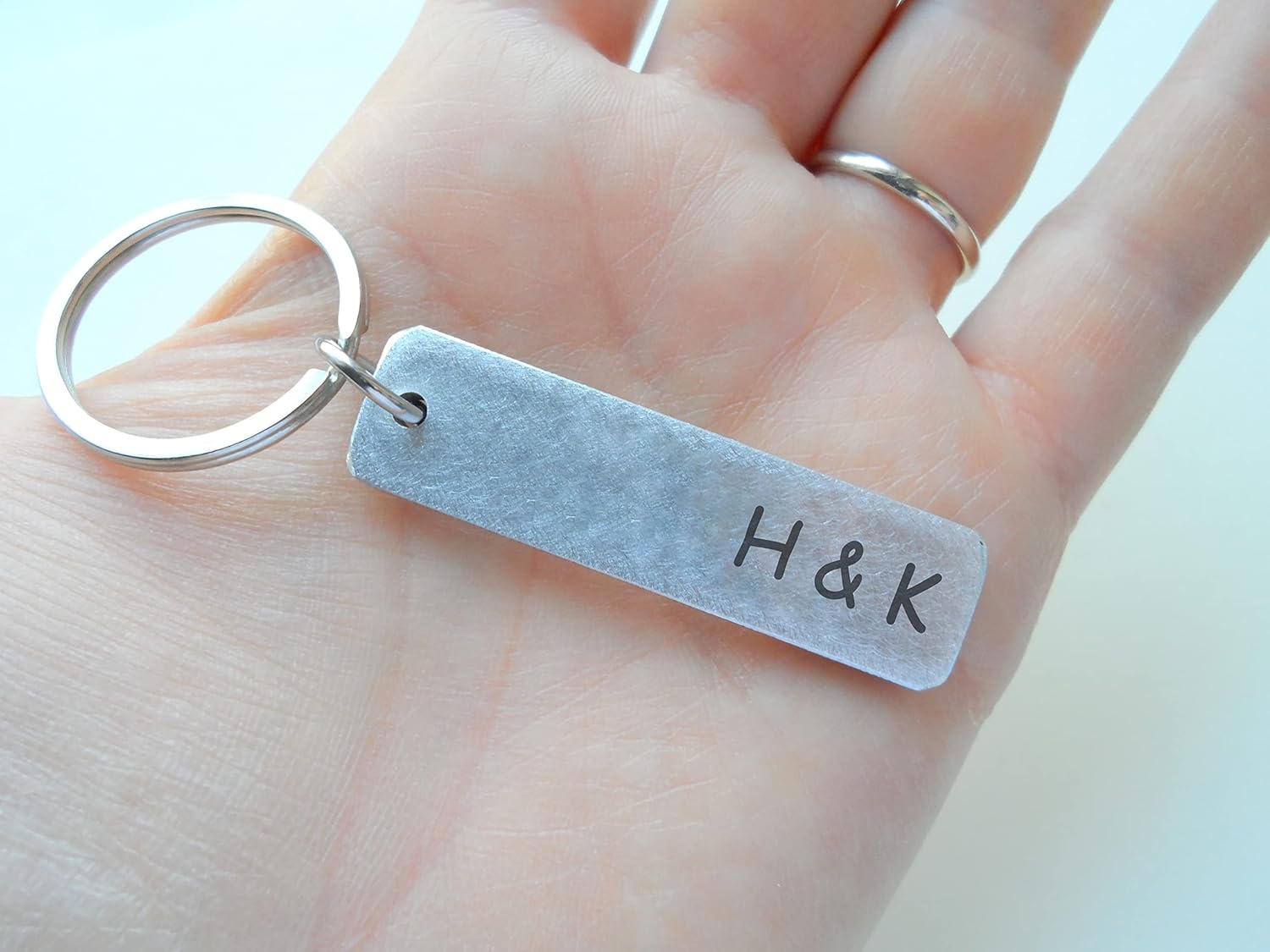 Custom Personalized Aluminum Tag Keychain, Engraved Initials, Anniversary Gift, Husband Wife Key Chain, Boyfriend Girlfriend Gift, Customized Couples Keychain - Image 3