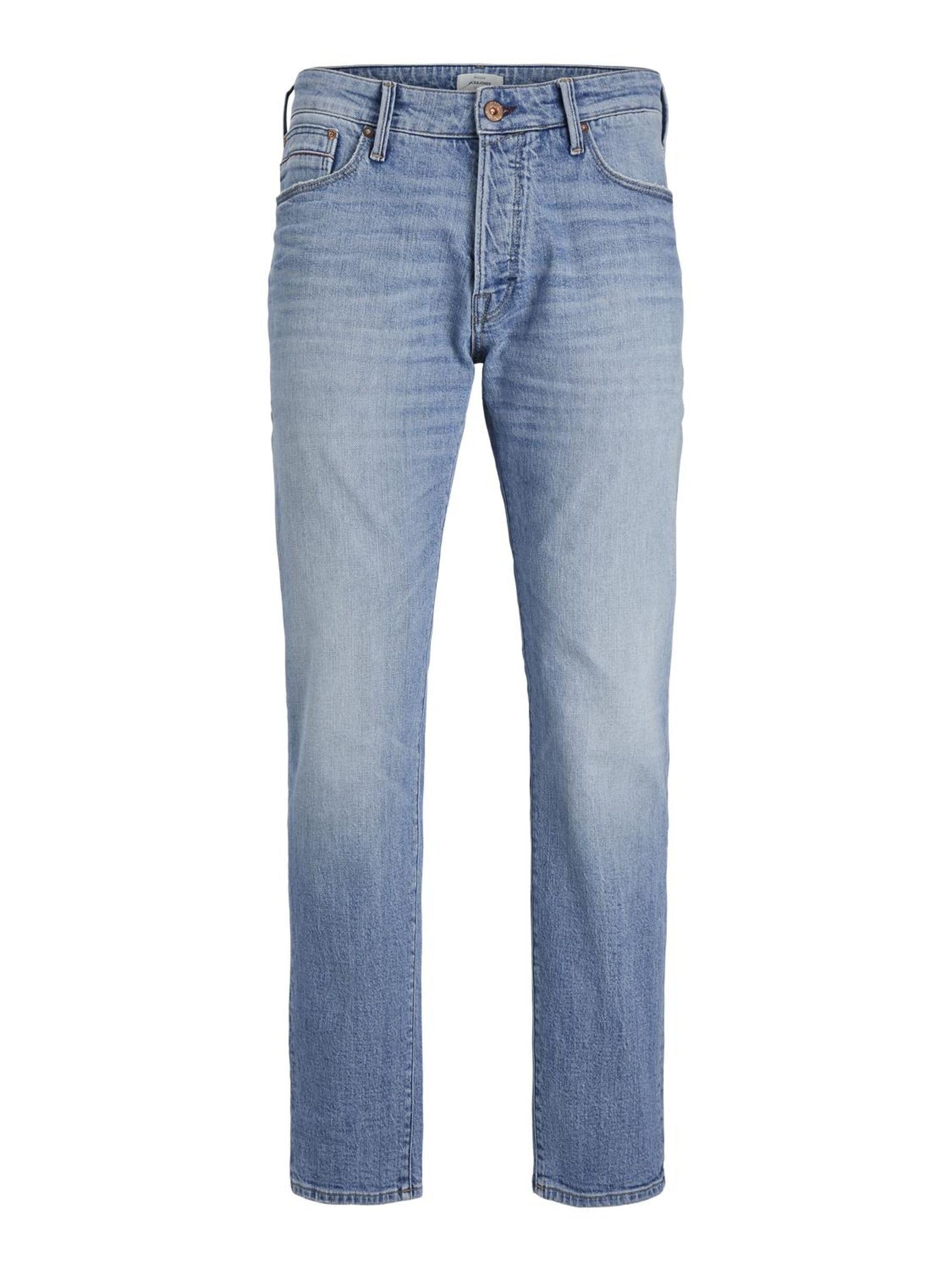 JACK & JONES JJIMIKE Men's Jeans Basic Stonewashed Design Regular Denim Trousers with Button Placket