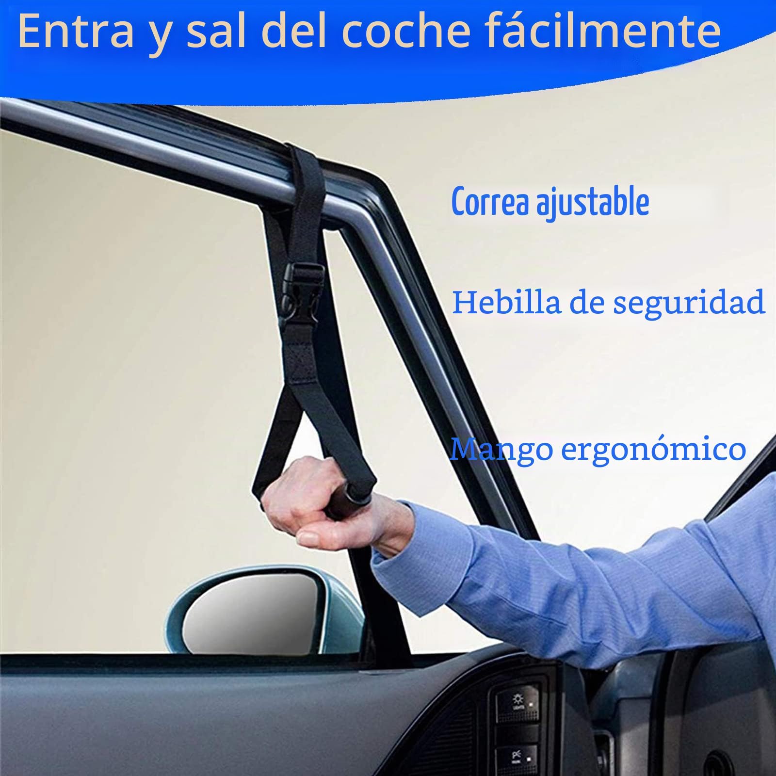 Manija de coche para personas mayores (azul)