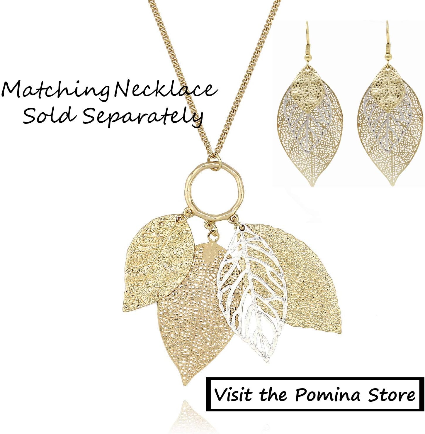 POMINA Choco Gold Fashion Fall Leaf Boho Earrings Gold Silver Two Tone Filigree Leaf Dangle Drop Earrings for Women Jewelry Gifts - Image 7