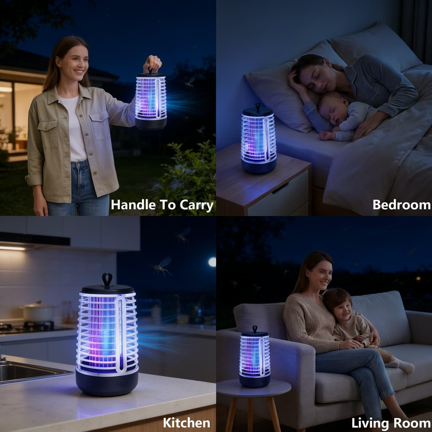 Lámpara Antimosquitos Eléctrico, Exterior lampara Antimosquitos Anti Mosquitos Control de Plagas para Patio Trasero Camping, Repelente de Insectos Interior, 20W 2000V Recargable Matar