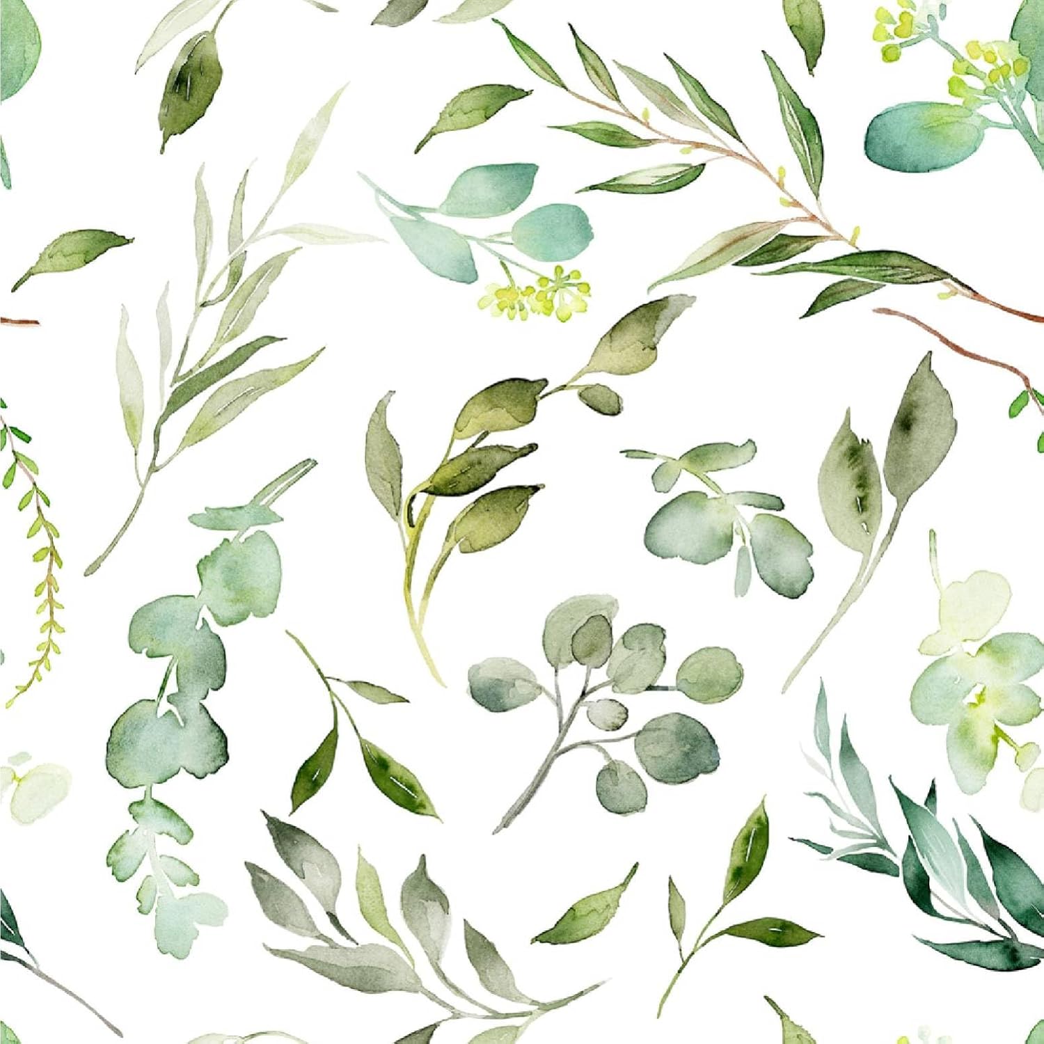 Green Leaf Peel and Stick Wallpaper Boho Willow Leaf Self Adhesive Wallpaper Modern Botanical Removable Contact Paper for Bathroom Bedroom Cabinet Renter Friendly 17.7inch x 118inch