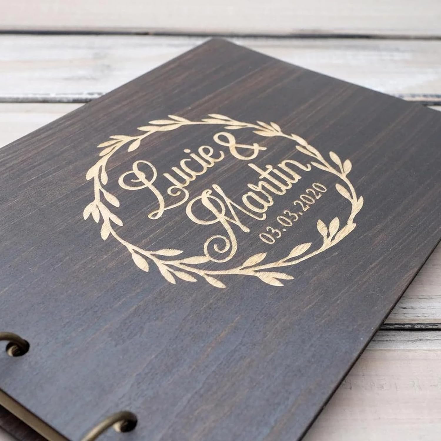 Personalized Wedding Guest Book, Wooden GuestBook Rustic Wedding Sign in Book