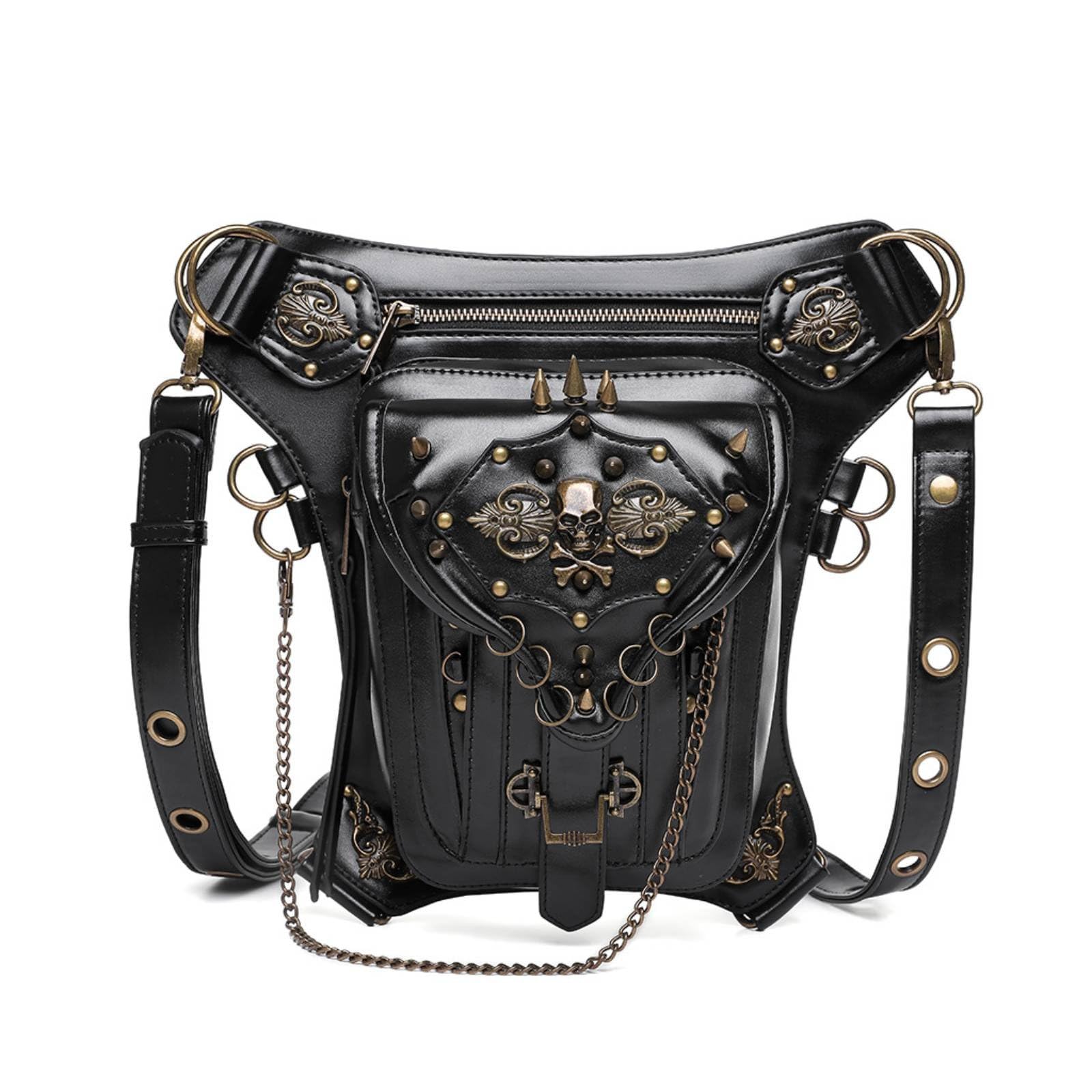 Vintage Design Steampunk Thigh Bag Adjustable Straps Steampunk Drop Leg Bag Multifunctional Dark Thigh Pouch Flexible Storage for Women, Cosplayers, Bikers, Conventions, Festivals, Partie-image-25