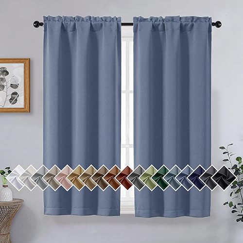 Miniatura 136 de OVZME Cortinas opacas turquesa para tratamiento de ventanas pequeñas, cortinas cortas con bloqueo de luz para ventana de cocina sobre el fregadero,