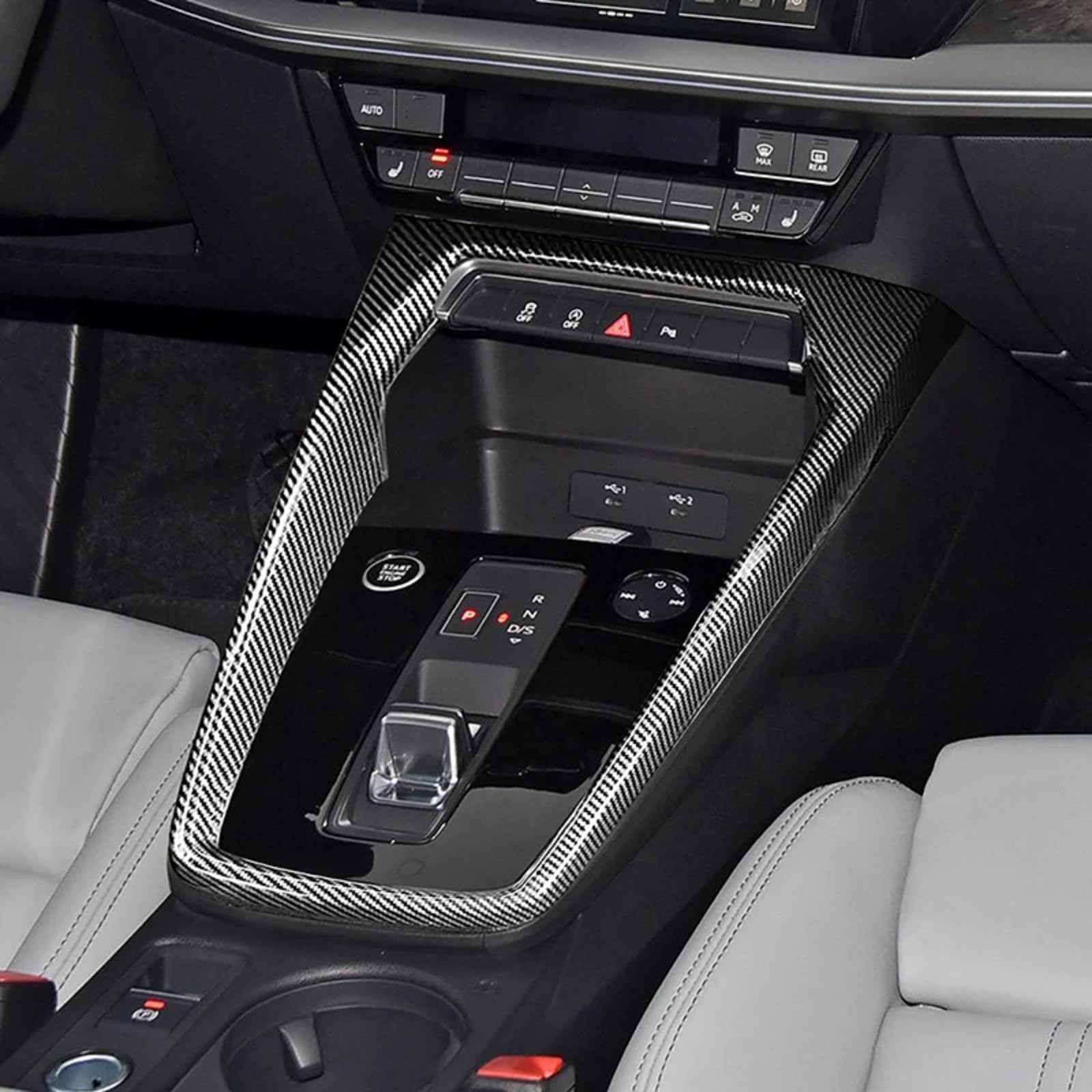 Copertura Decorativa In Fibra Di Carbonio Per Cambio E Console Centrale - Per Audi A3 8Y A3L (2021) Guida A Sinistra (LHD)