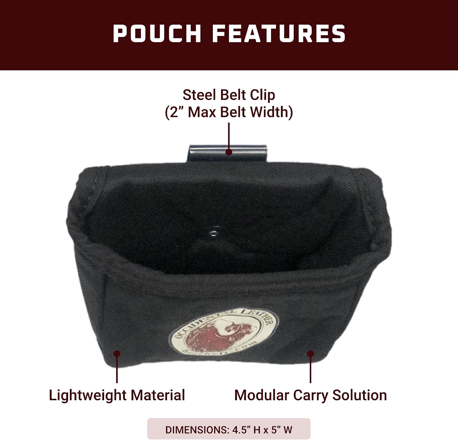 Occidental Leather Clip-On Pouch - Fits Up to 2” Work Belt - Made in USA