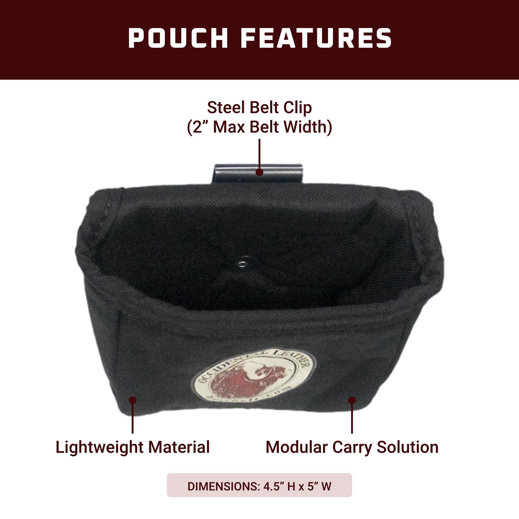 Occidental Leather Clip-On Pouch - Fits Up to 2” Work Belt - Made