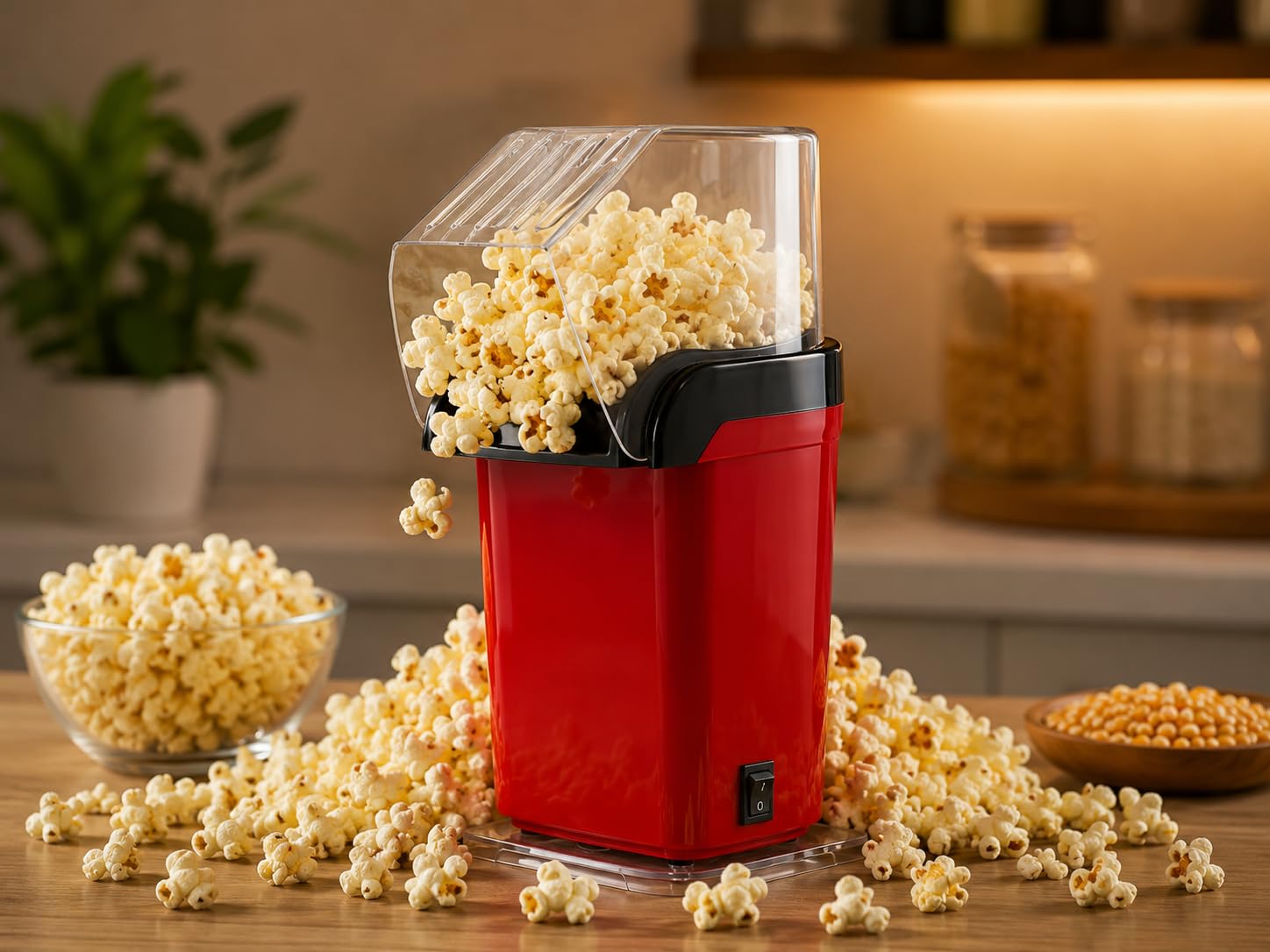 Electric Popcorn Maker, 1200W Hot Air Popper, Oil-Free Healthy Snacks for Kids in 2 Minutes, 90% Popping Rate, Measuring Cup Included, Family Party-PACK OF 1-picture-10