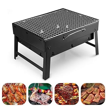 Saiyam Folding Portable Barbeque BBQ Charcoal Grill Toaster (Black)