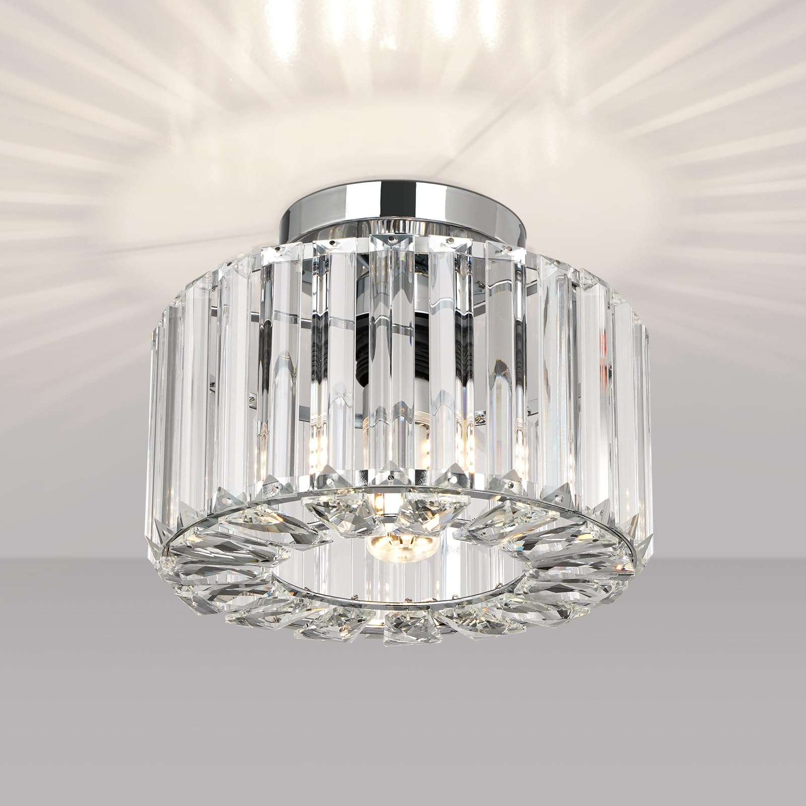 Crystal Ceiling Light - Easric Modern Ceiling Lights Living Room LED Ceiling Lighting Industrial Chandeliers Ceiling Lights for Bedroom Hallway Kitchen Bathroom,Chrome