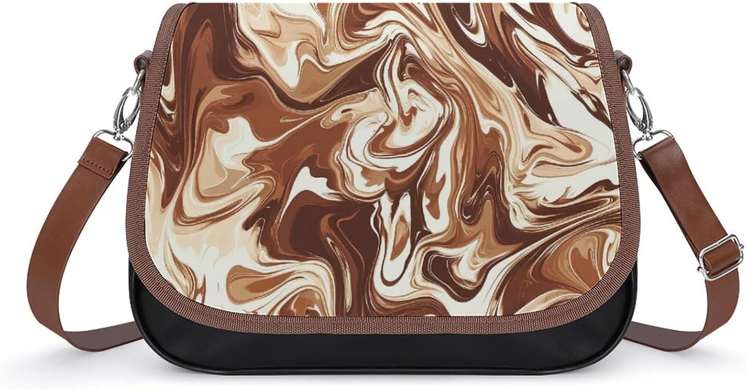 Melted Chocolate Camouflage Women Crossbody Purse Leather Messenger Bag Handbags Shoulder Strap Bags