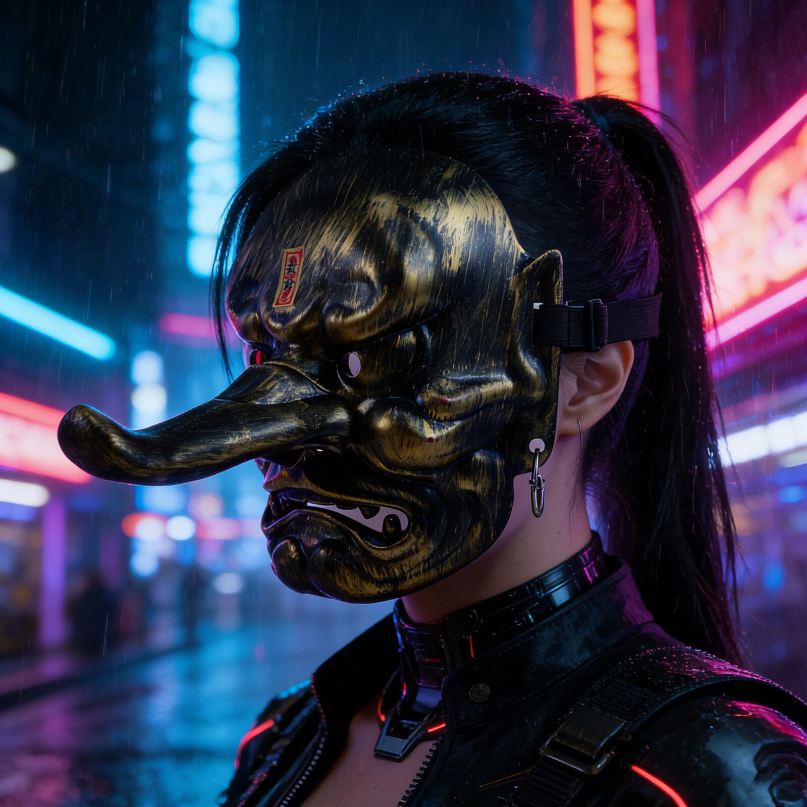 GALPADA Maschera Giapponese Tengu Autentica da Samurai per Uomo Maschera Demoniaca Tradizionale Leggera per Carnevale Cosplay Decorazione Teatrale Spaventosa