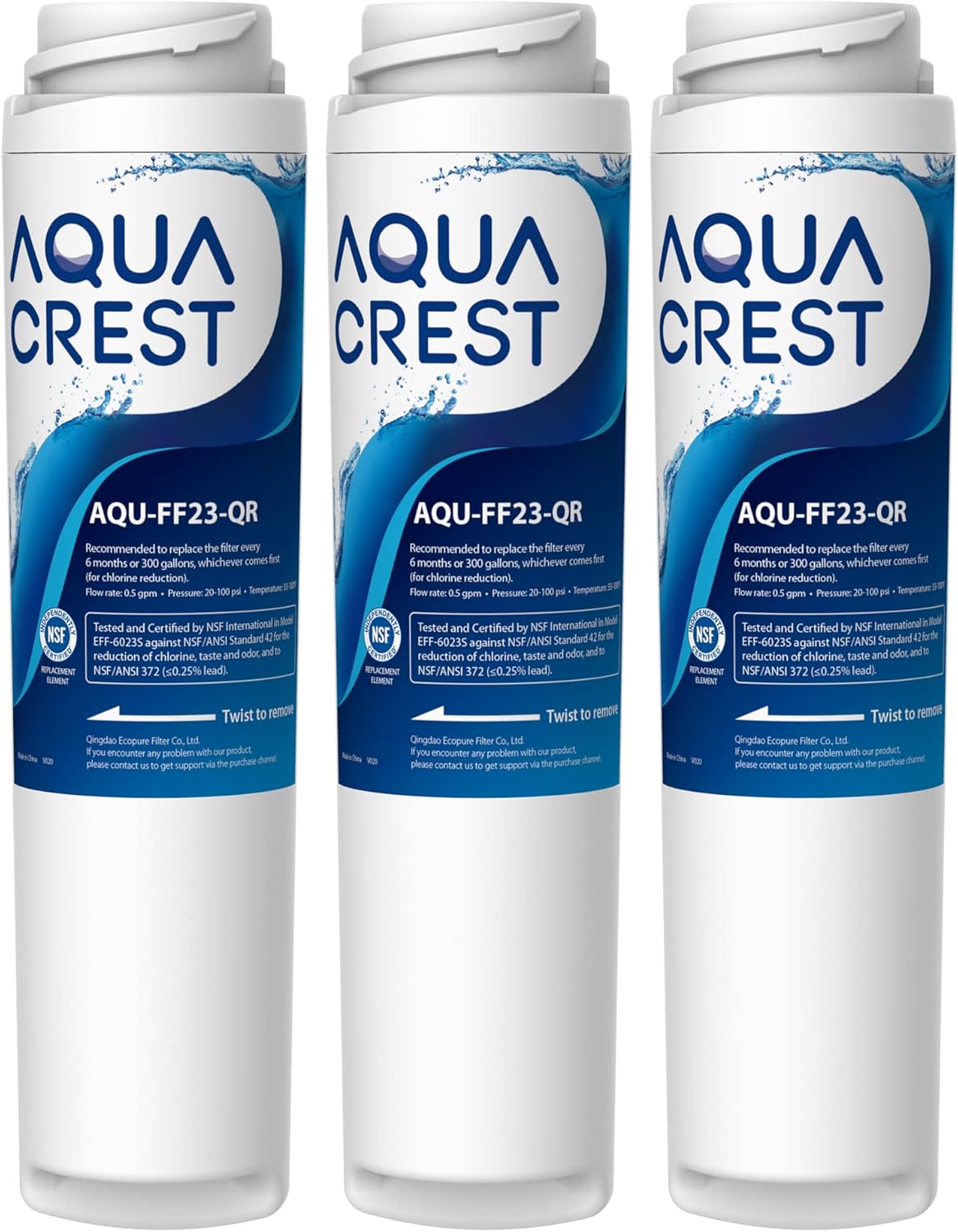 AQUA CREST Undersink GXRLQR Inline Water Filter, NSF 42 Certified