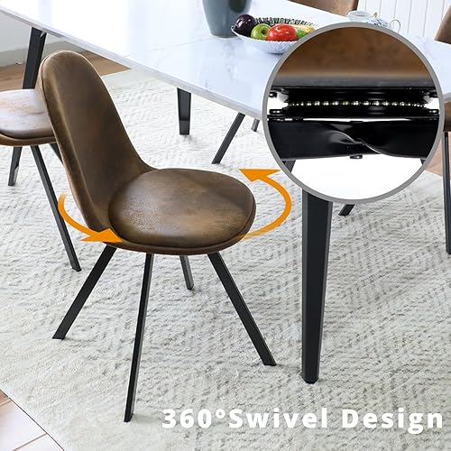Miniatura 6 de Homy Casa Juego de 4 sillas giratorias de comedor, sillas laterales giratorias de 360, sillas de estilo moderno de mediados de siglo, sillas