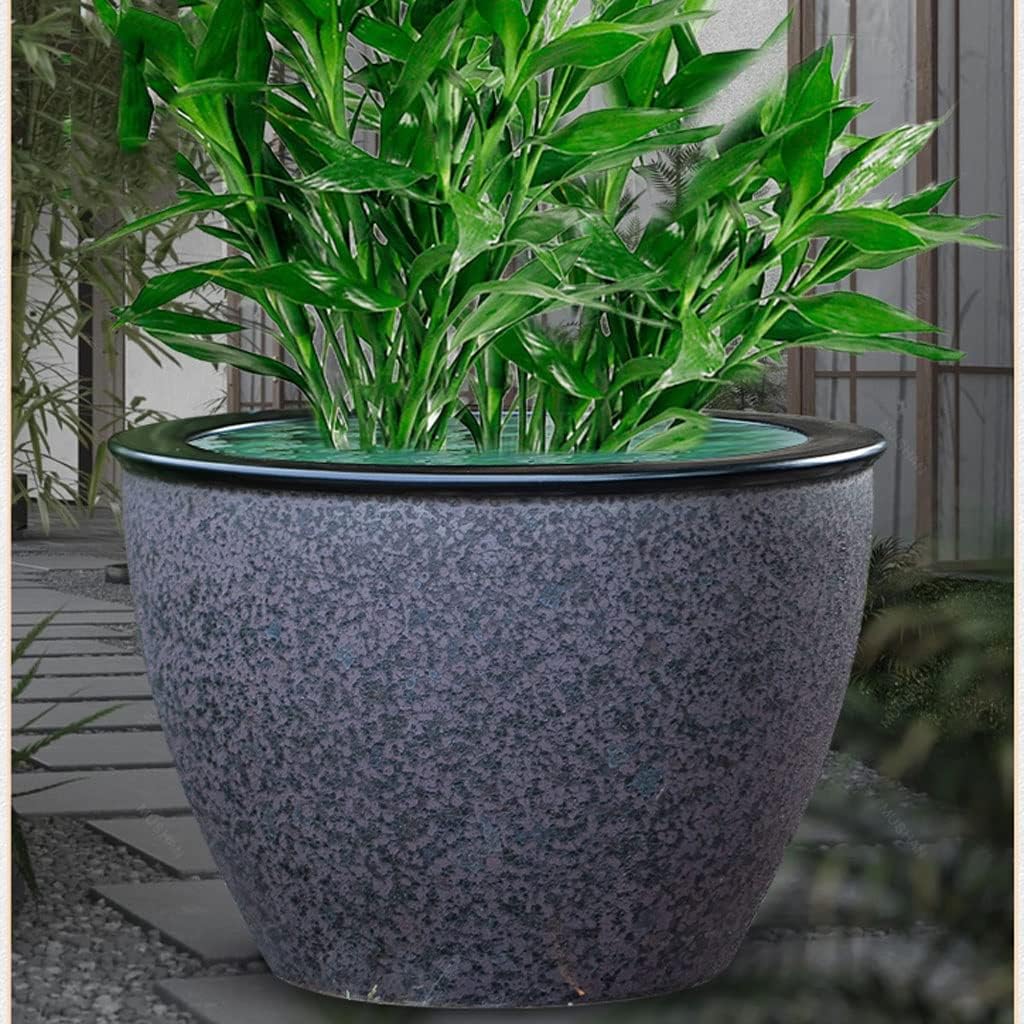Aquarium Ceramic Goldfish Bowl Fish Tank Water Lily Pot Lotus Large Tank Lotus Pot Outdoor Courtyard Large Water Tank Retro Koi Tank Fish Tank Decorations (Color : A, Size : 120cm)