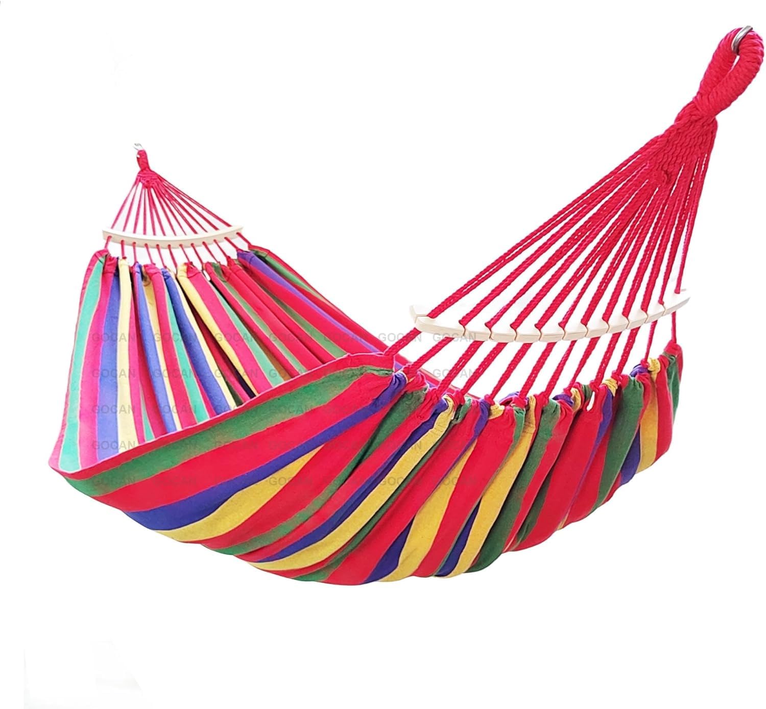 GEMSOULS Double Hammock 2 Person Extra Large 220x160cm Total Length 330cm Load 500lb Canvas Cotton Hammock for Patio Porch Garden Backyard Lounging Outdoor and Indoor with Removable Spreader Bars-image-32
