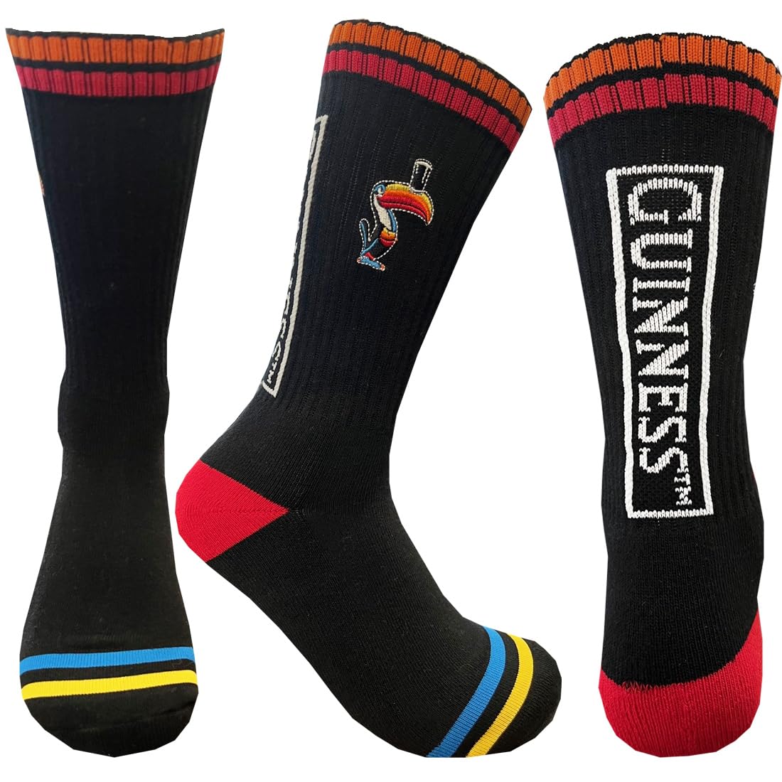 Traditional Craft Guinness - Black Socks with Multicoloured Toucan Badge - G9402-6/11