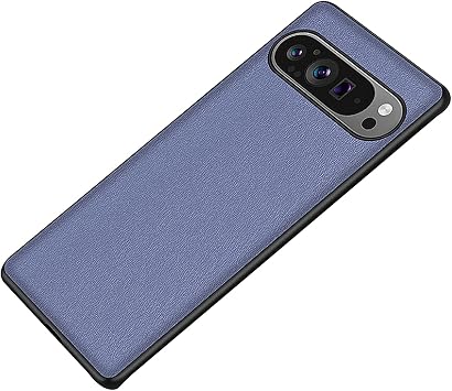 Slim Case for Google Pixel 8 Pro/Pixel 8, Premium Skin Feeling Handmade Minimalist PU Leather Back Cover, Support Wireless Charging,Blue,Pixel 8