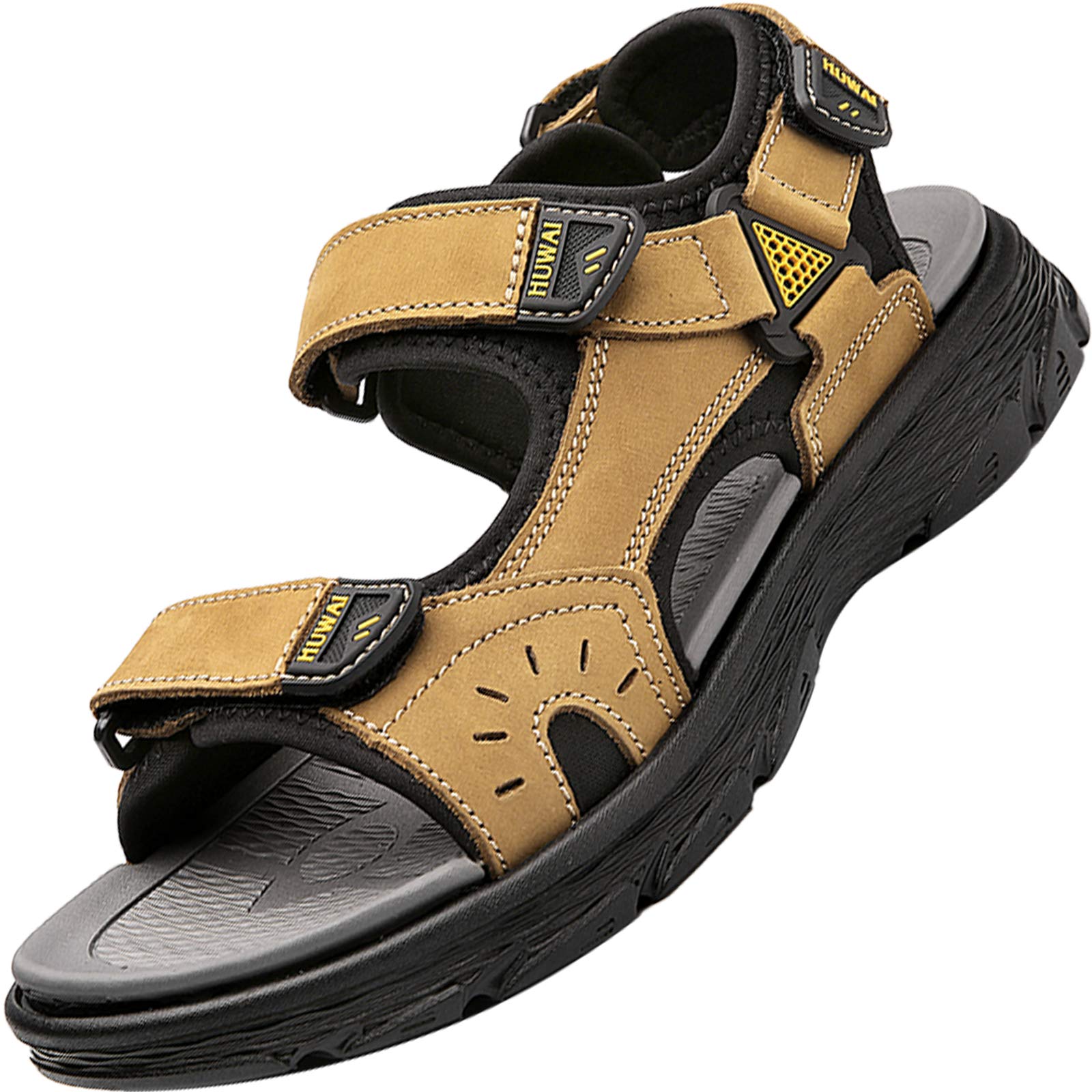 Lvptsh Mens Sandals Open Toe Leather Sport Sandals Summer Outdoor Hiking Shoes Water Beach Athletic Fisherman