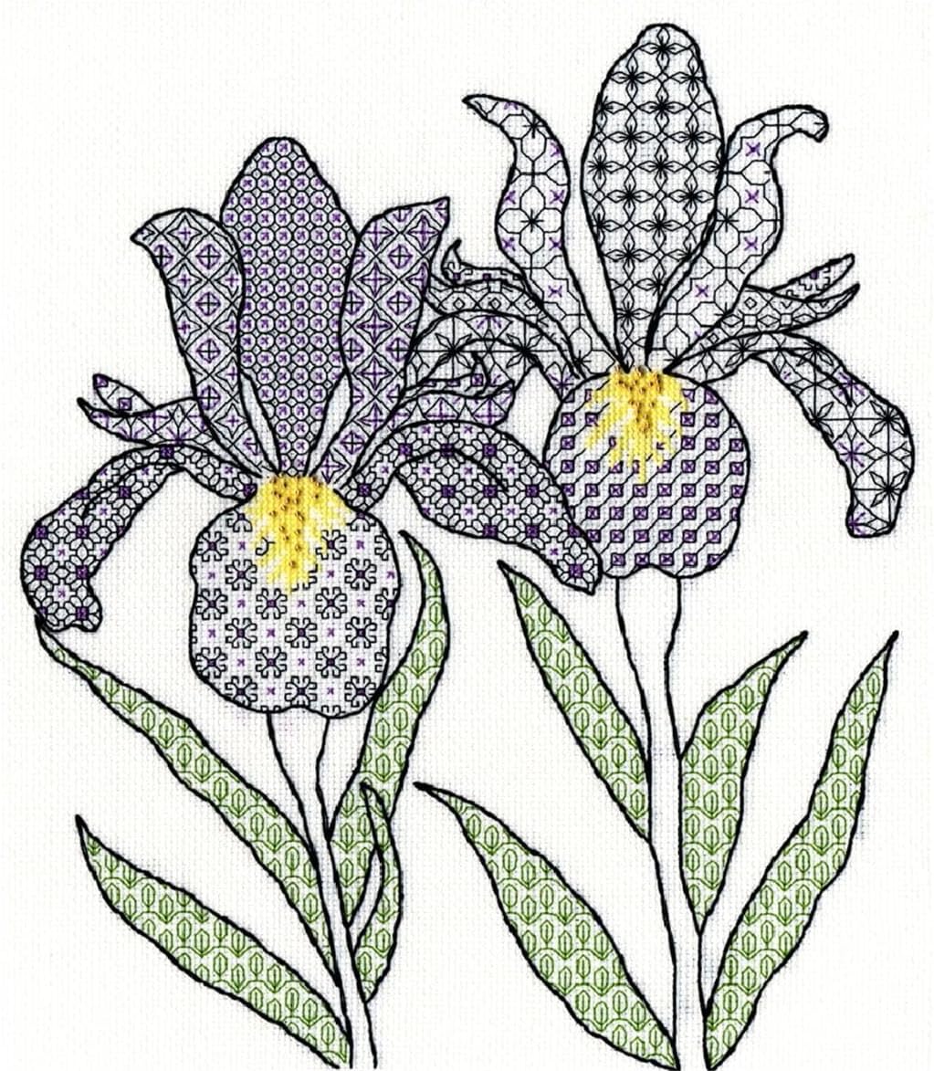 Bothy Threads Blackwork Irises Counted Cross Stitch Kit