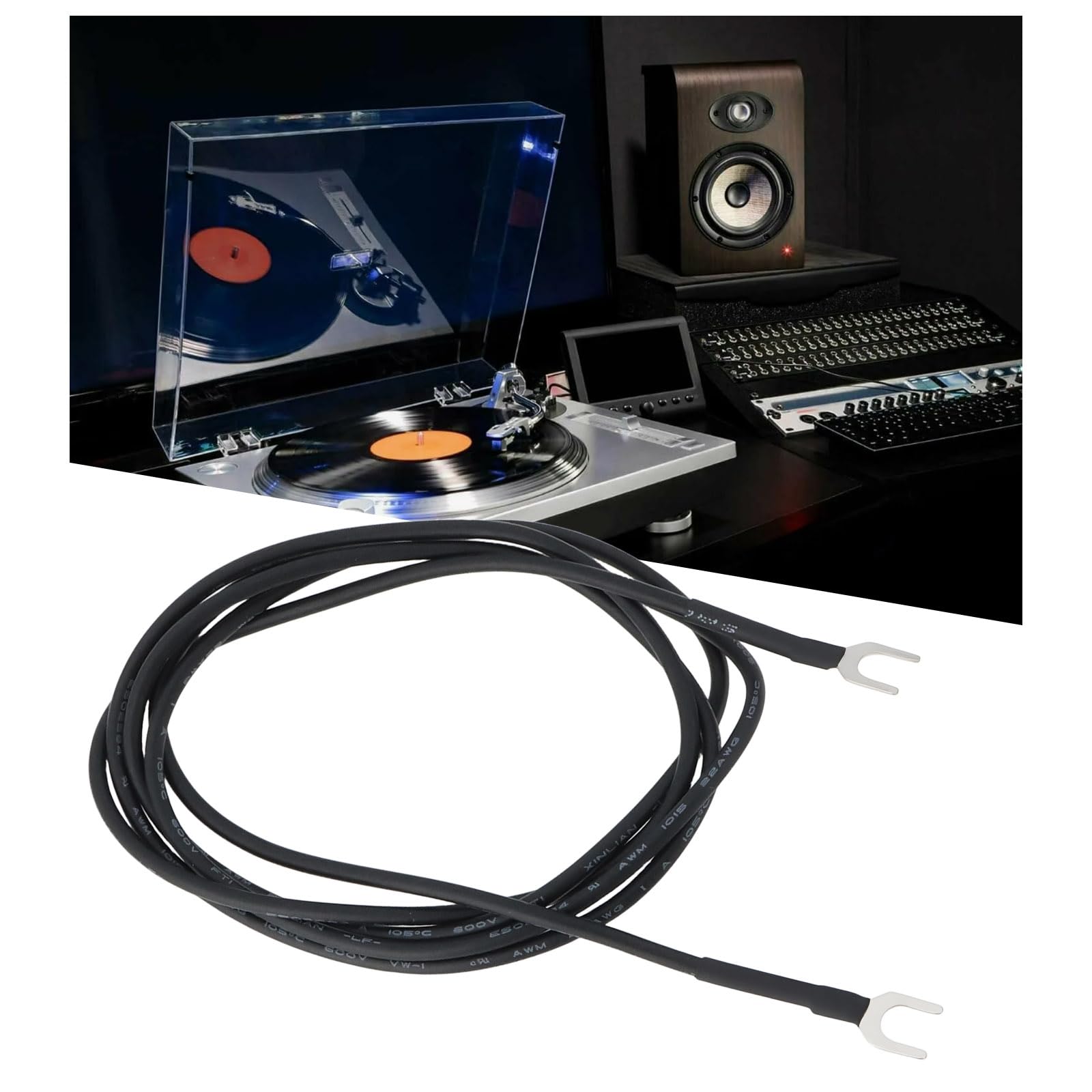 Be In Your Mind 2pcs 1M Turntable Earth Wire with 5mm Fork Terminals 22AWG Wire - Image 2