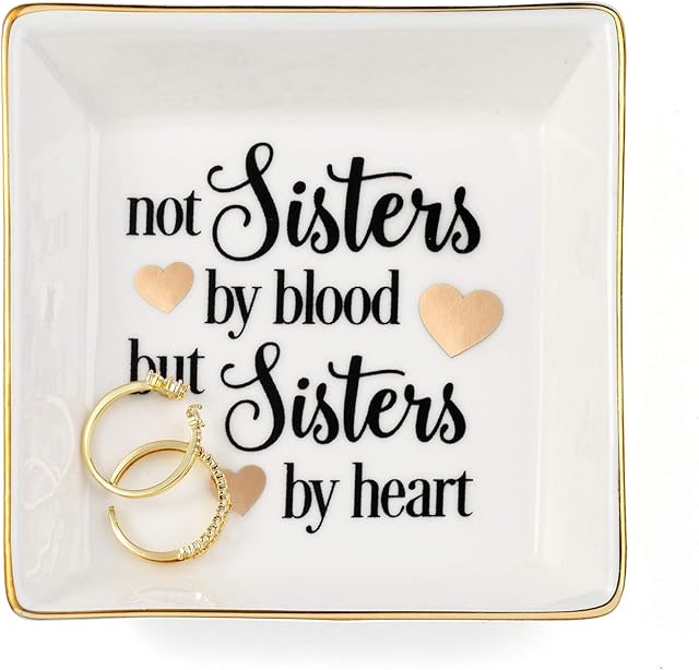 Best Friends Gifts for Women Ceramic Ring Dish Birthday Christmas Thanksgiving Day Gifts for Sisters in Law Best Friend Bff Decorative Ring Dish