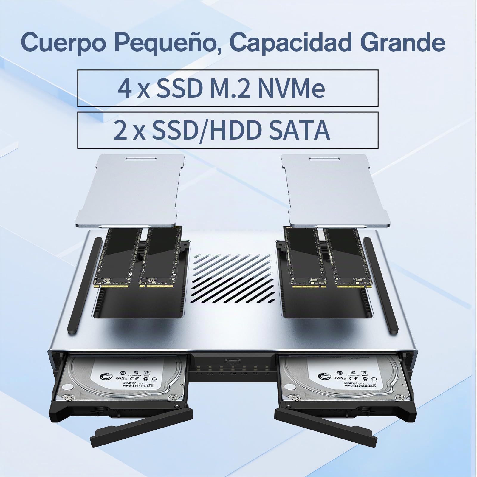LincStation N2 NAS 6 Bahías - Intel N100 4 Núcleos | 10 GbE | 16GB LPDDR5 | 128G eMMC | 2 Discos Duros SATA de 2,5" + 4 Ranuras M.2 NVMe | 2 Años Garantía | HDMI 4K | Almacenamiento Conectado a La Red